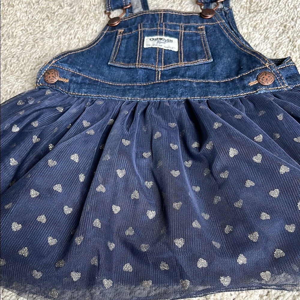 OshKosh B'gosh Blue Denim Dress with Silver Hearts